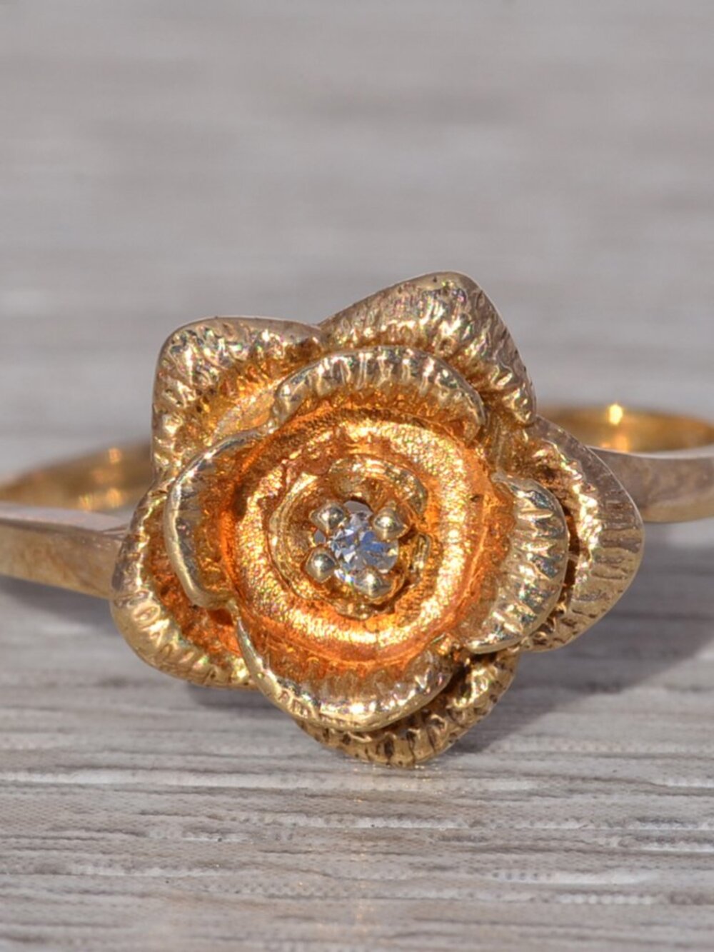 Diamond Floral Ring in Yellow Gold